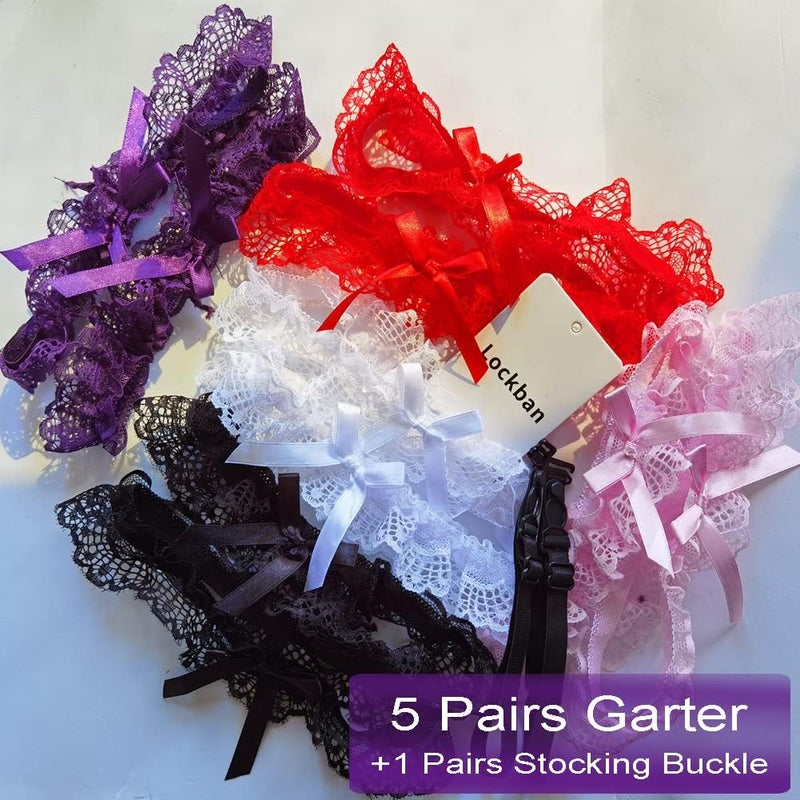 Lockban Lace Wedding Garter Bridal Lace Bowknot Garter Ribbon Belt Leg Ring for Women Girls Favor - Image 5